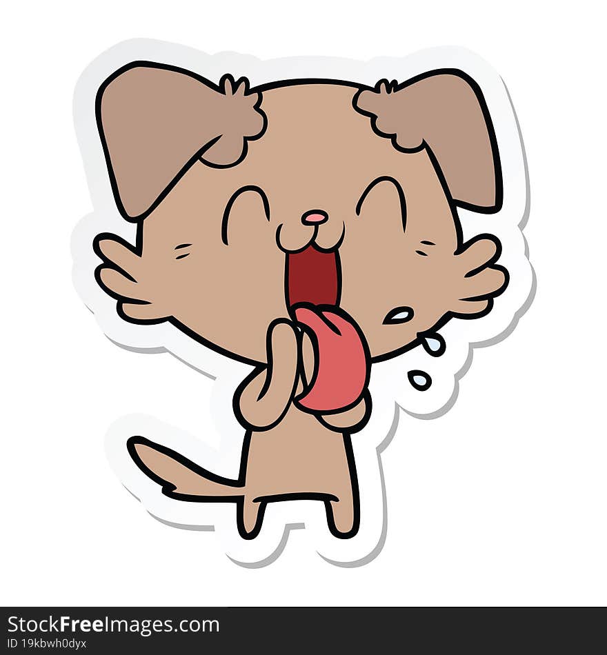 sticker of a cartoon panting dog