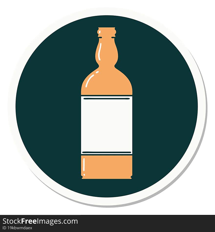 tattoo style sticker of a bottle