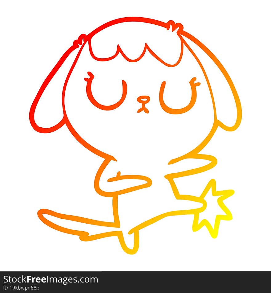 Warm Gradient Line Drawing Cute Cartoon Dog