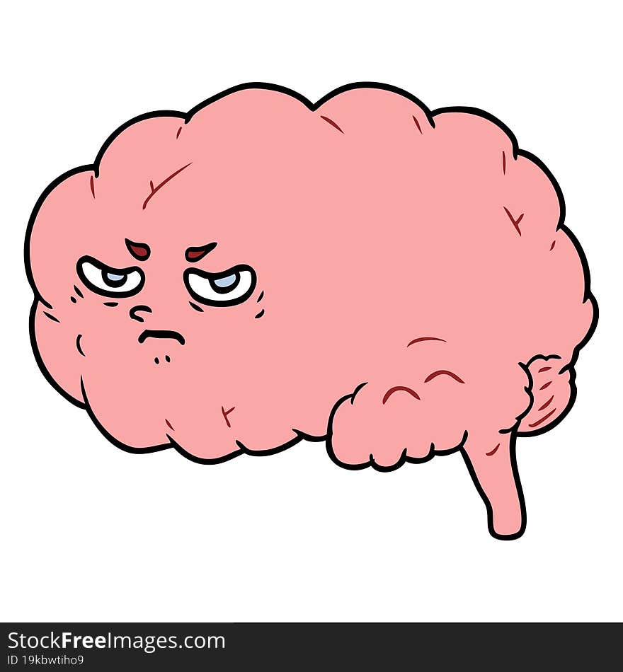 cartoon angry brain. cartoon angry brain