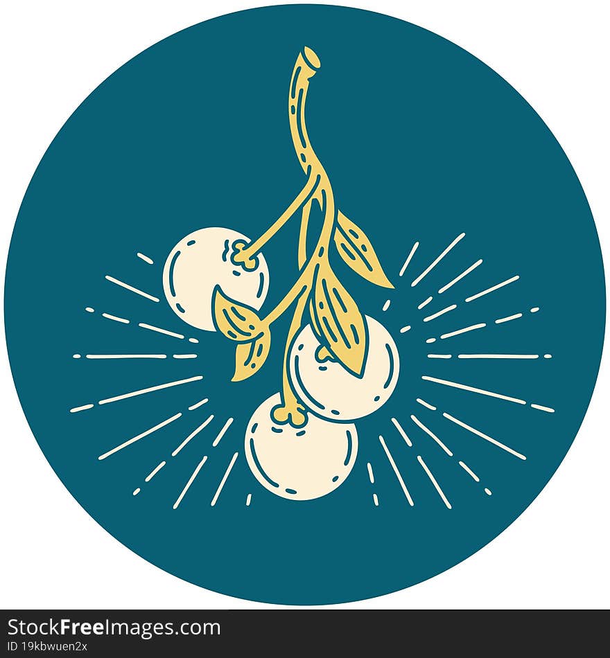 icon of tattoo style mistletoe berries