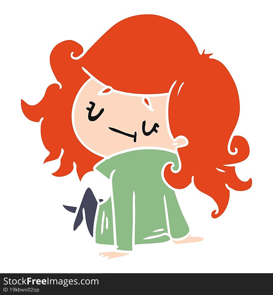 cartoon illustration of a cute kawaii girl. cartoon illustration of a cute kawaii girl