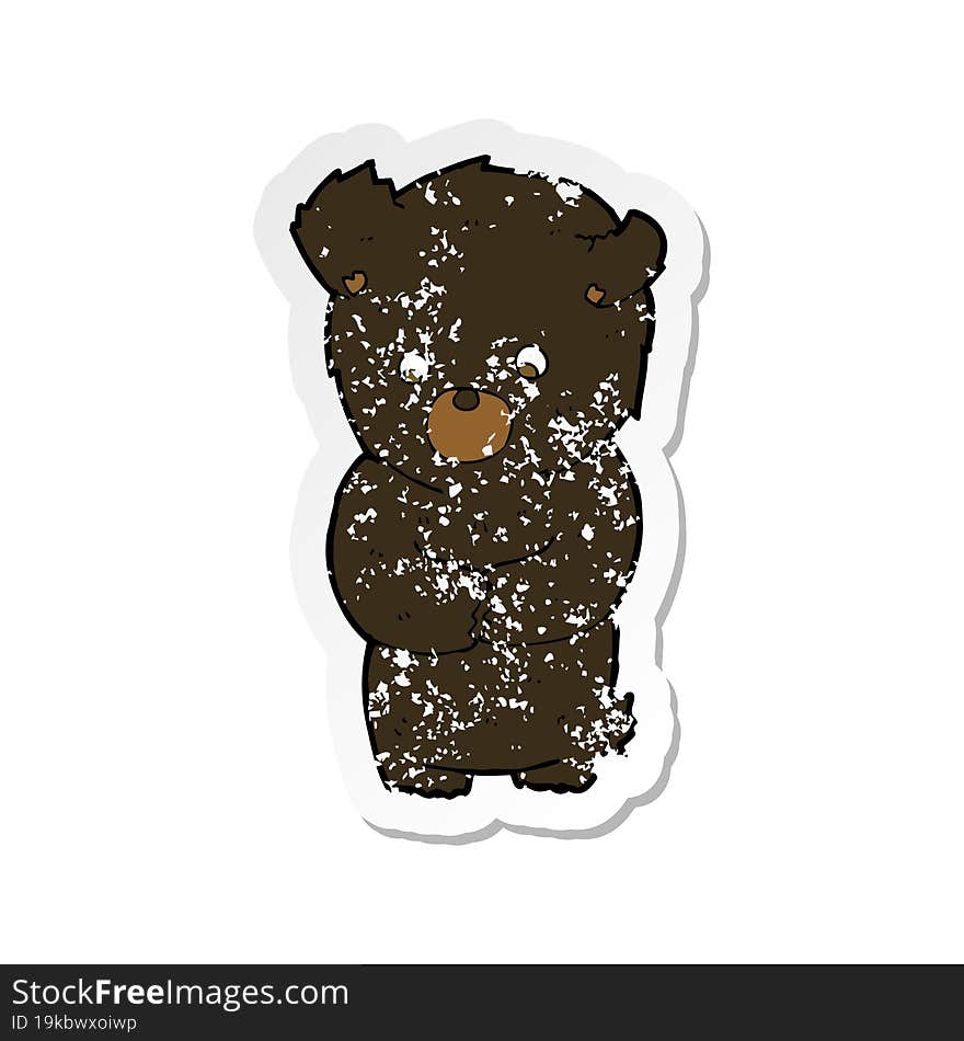 Retro Distressed Sticker Of A Cute Cartoon Black Bear