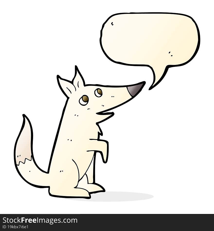 cartoon wolf cub with speech bubble