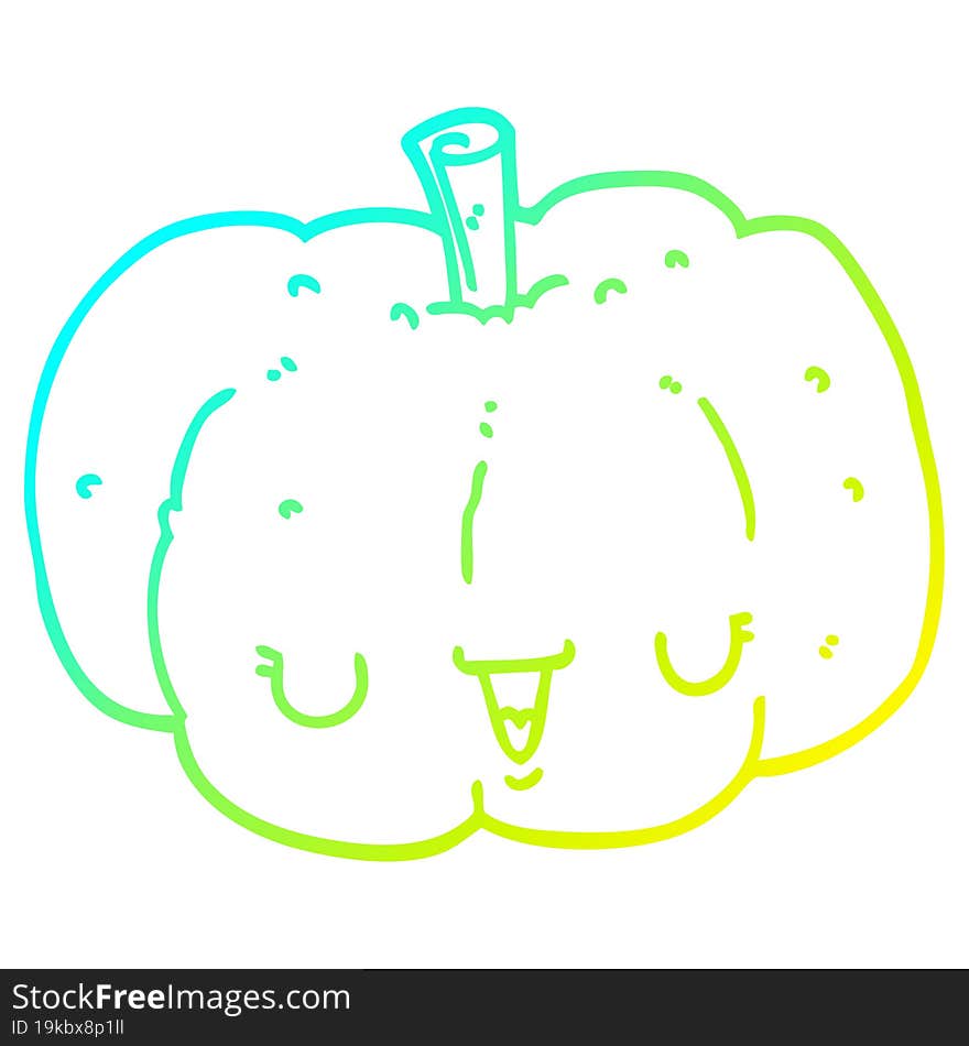 cold gradient line drawing cartoon pumpkin