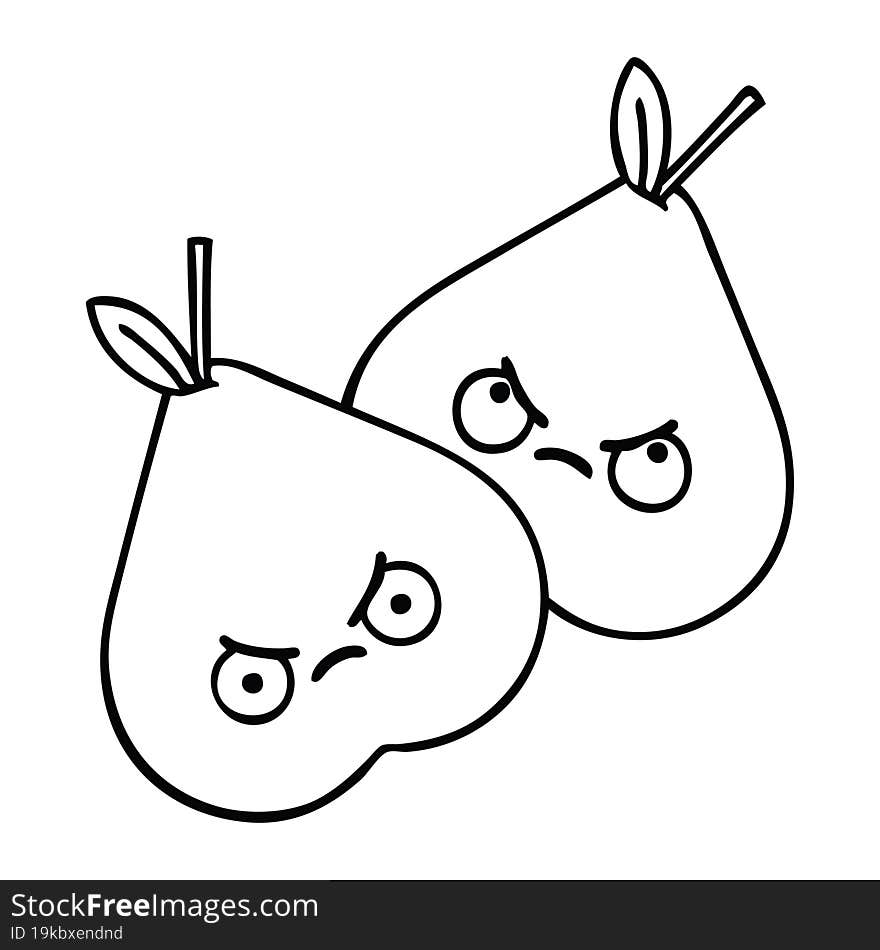 line drawing cartoon green pear