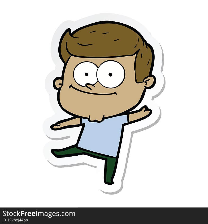 sticker of a cartoon happy man