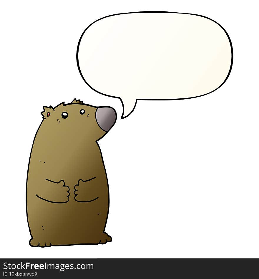 cartoon bear and speech bubble in smooth gradient style