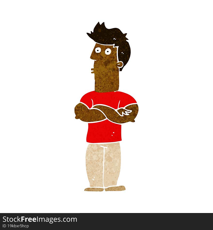 cartoon man with folded arms