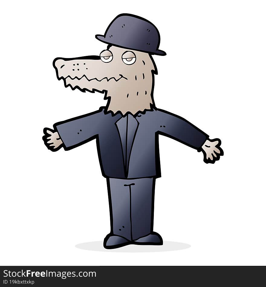 cartoon smartly dressed werewolf. cartoon smartly dressed werewolf