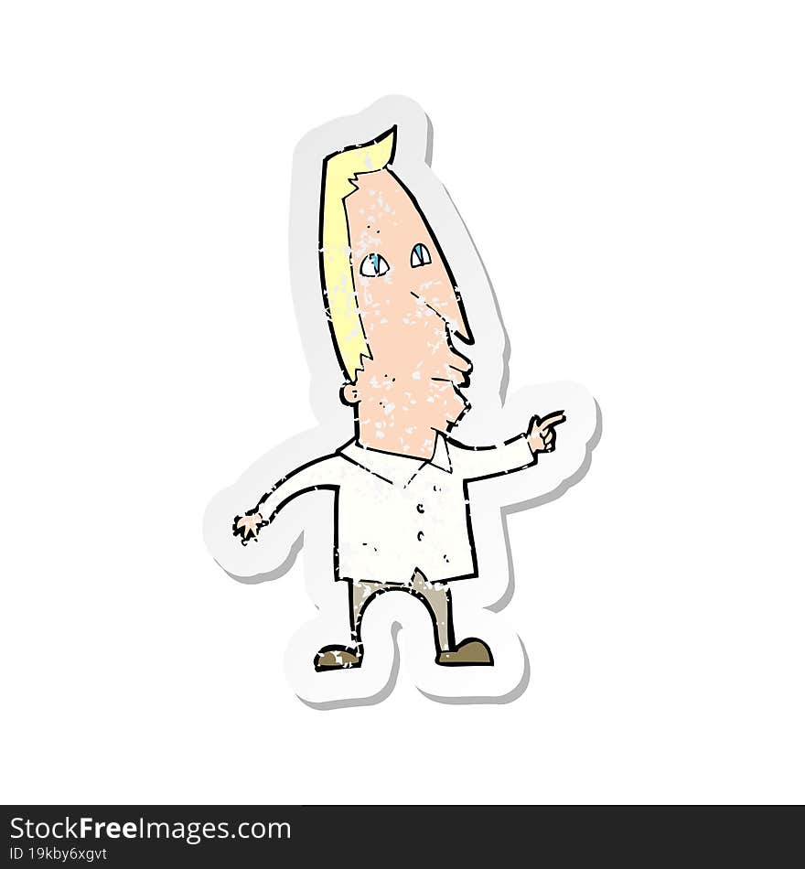 Retro Distressed Sticker Of A Cartoon Pointing Man