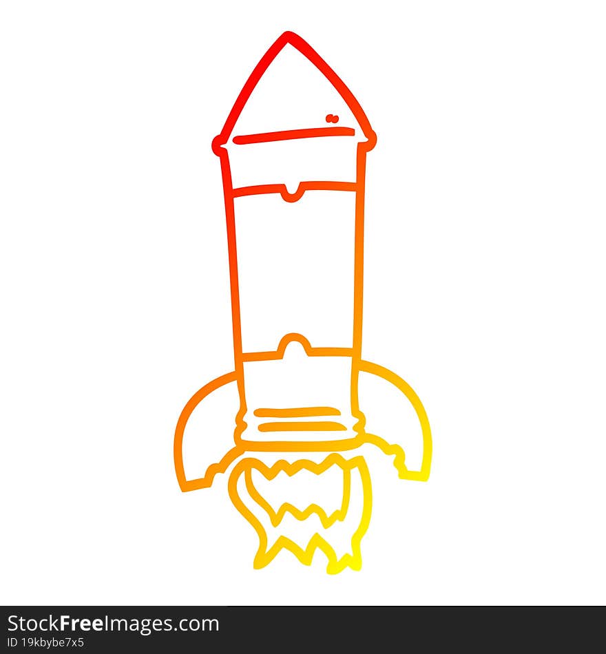 warm gradient line drawing cartoon rocket