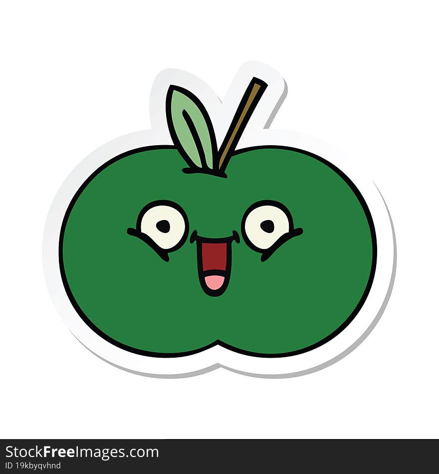 Sticker Of A Cute Cartoon Juicy Apple