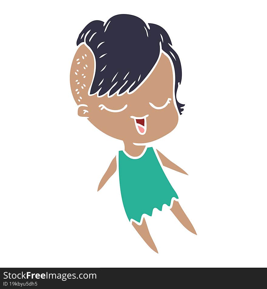 happy flat color style cartoon girl