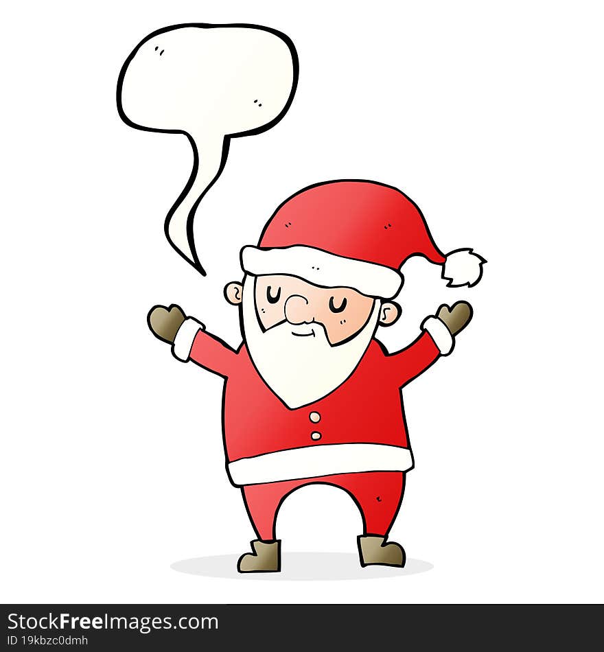 cartoon dancing santa with speech bubble