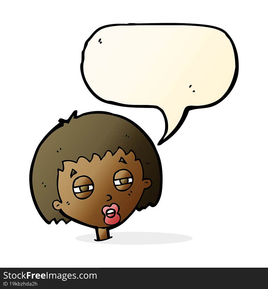 cartoon woman narrowing eyes with speech bubble