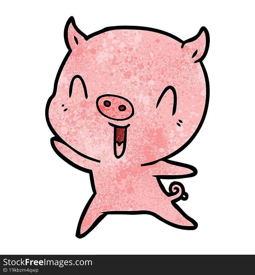 happy cartoon pig. happy cartoon pig