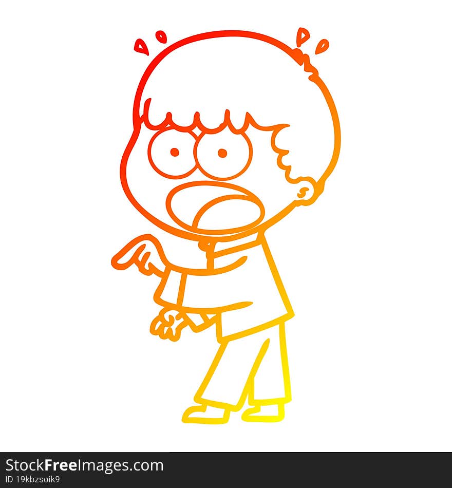 warm gradient line drawing cartoon shocked man pointing