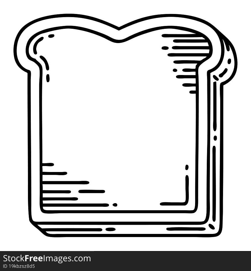 tattoo in black line style of a slice of bread. tattoo in black line style of a slice of bread