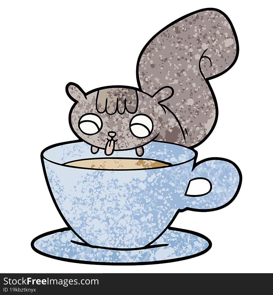 cartoon squirrel drinking tea. cartoon squirrel drinking tea