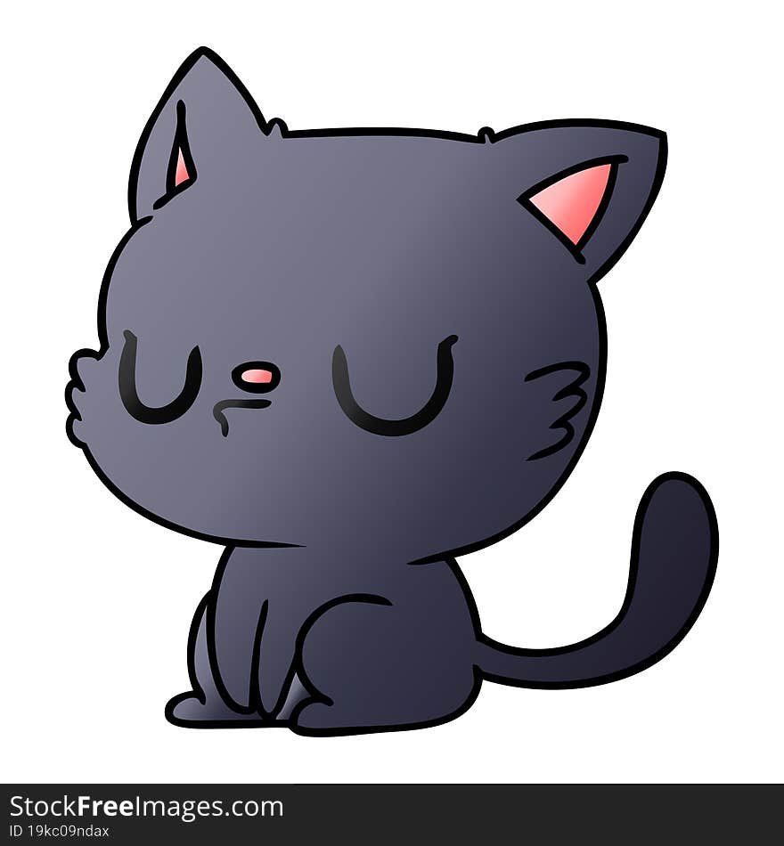 gradient cartoon of cute kawaii cat