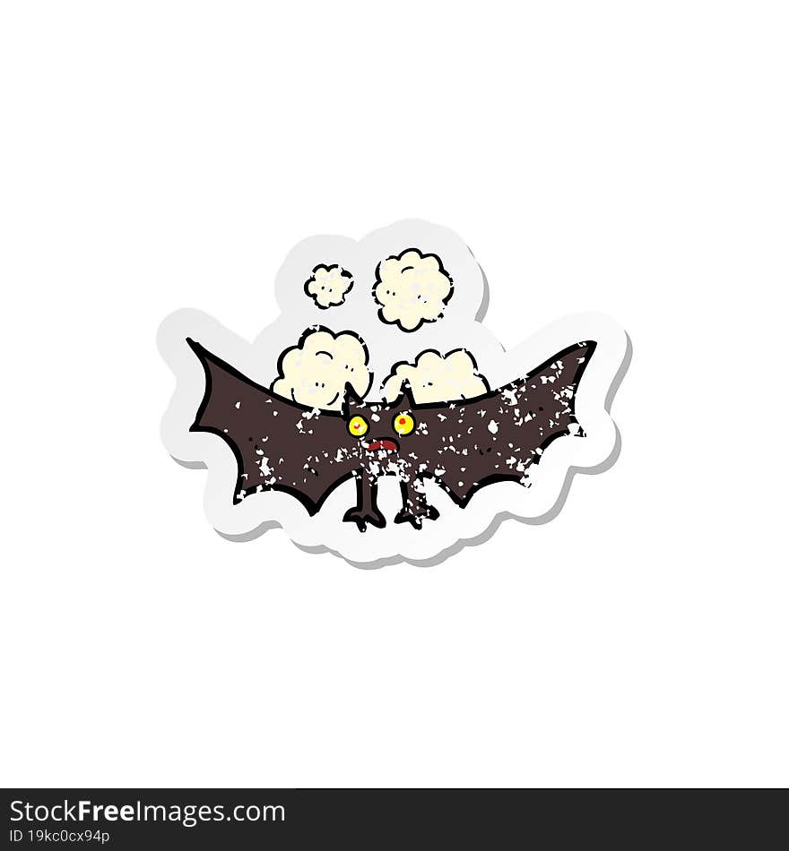 Retro Distressed Sticker Of A Cartoon Bat