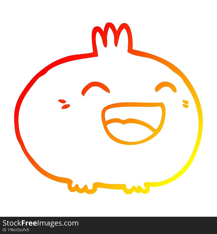 Warm Gradient Line Drawing Cartoon Happy Root Vegetable