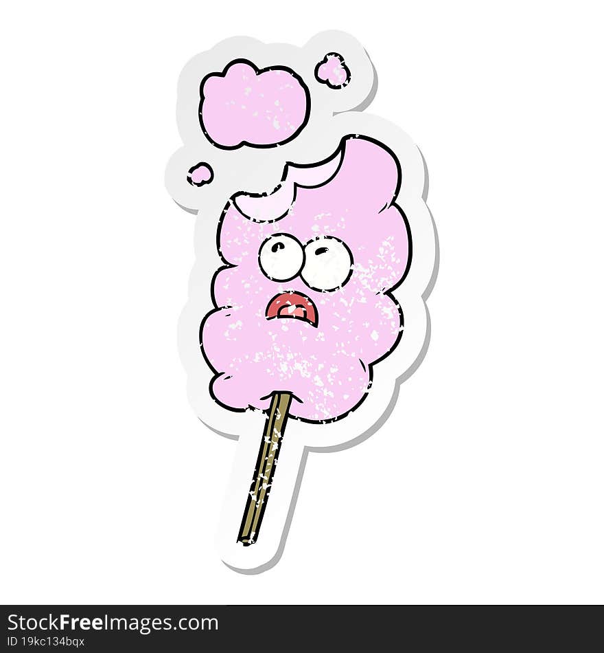 distressed sticker of a cotton candy cartoon