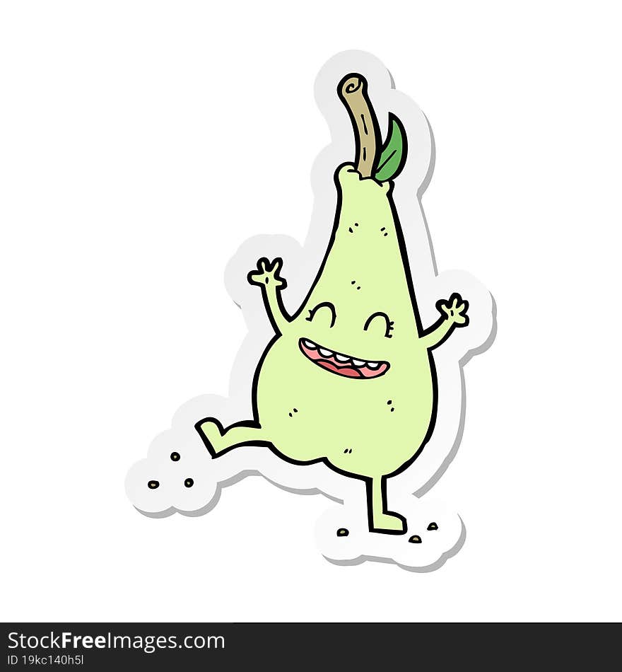 sticker of a cartoon happy dancing pear