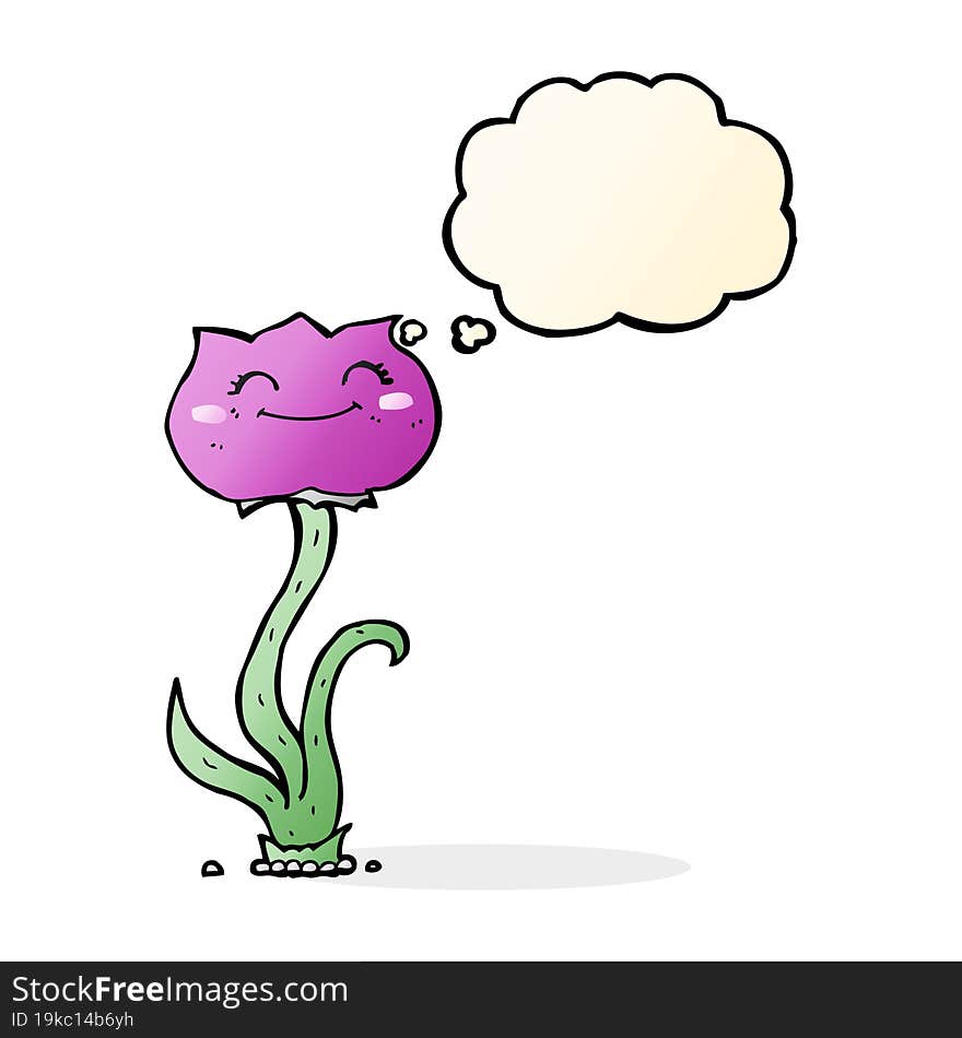 cartoon flower with thought bubble