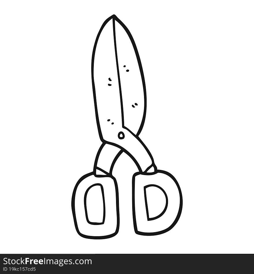 freehand drawn black and white cartoon scissors