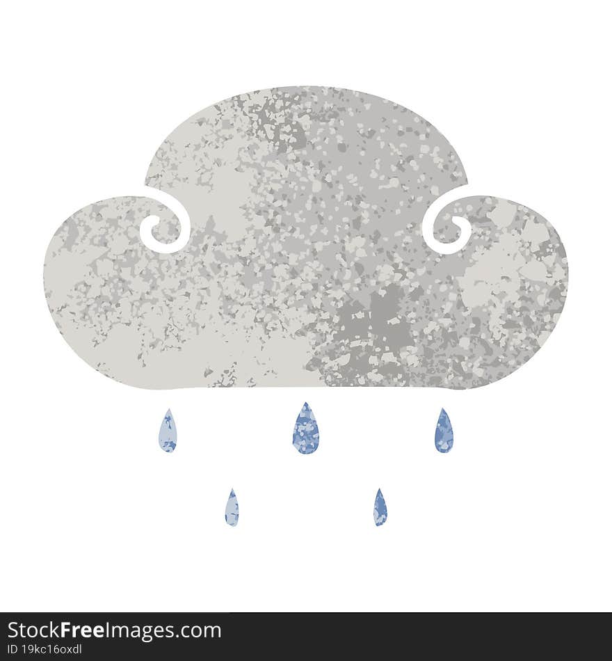 retro illustration style quirky cartoon rain cloud. retro illustration style quirky cartoon rain cloud