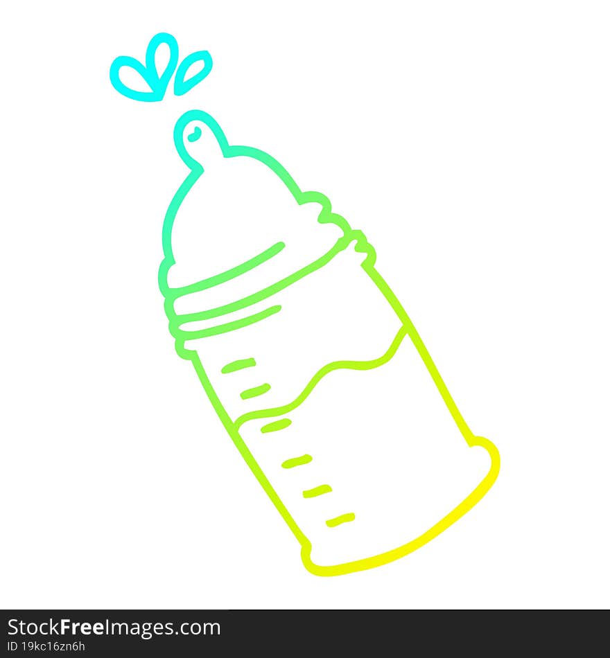 cold gradient line drawing cartoon baby bottle