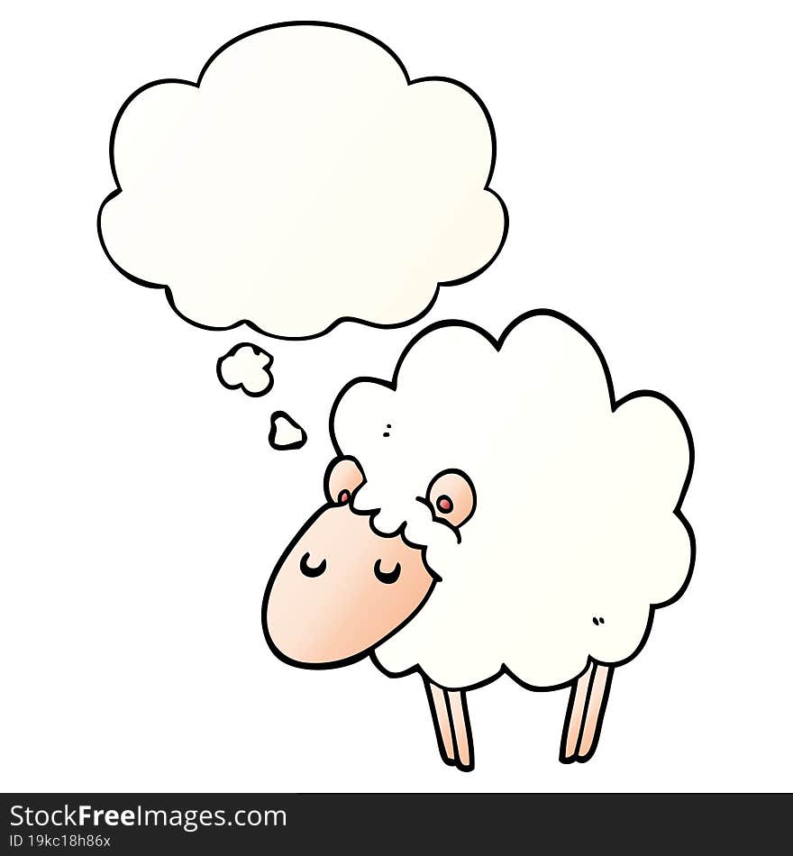 cartoon sheep and thought bubble in smooth gradient style