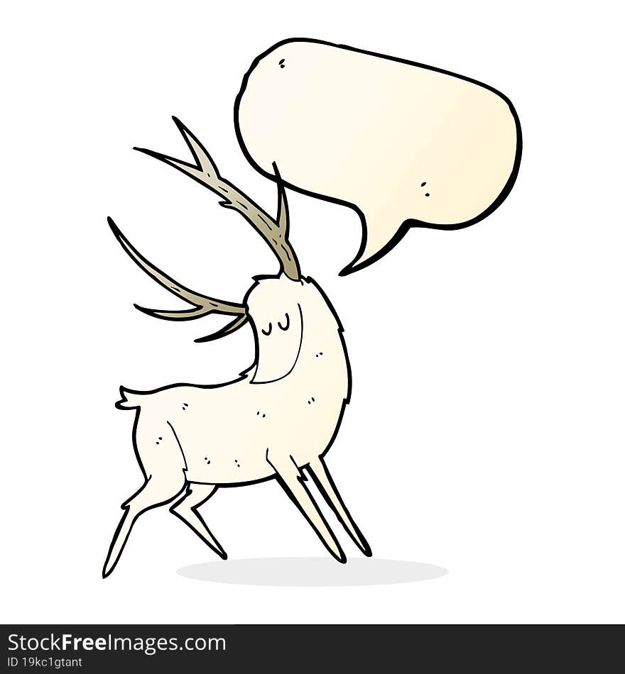 cartoon white stag with speech bubble