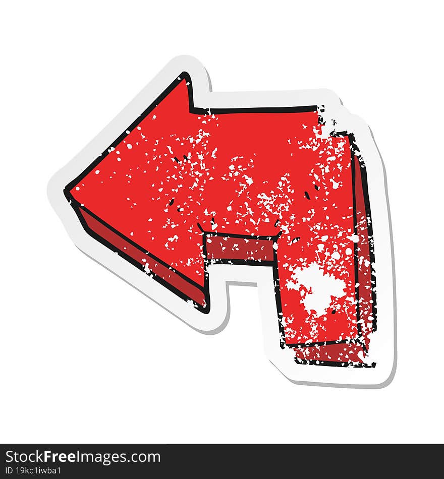 retro distressed sticker of a cartoon direction arrow