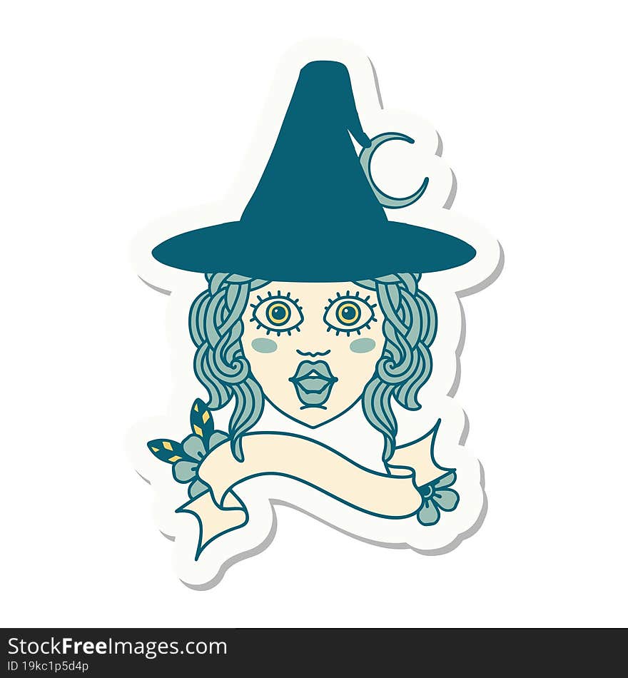 human witch character face sticker