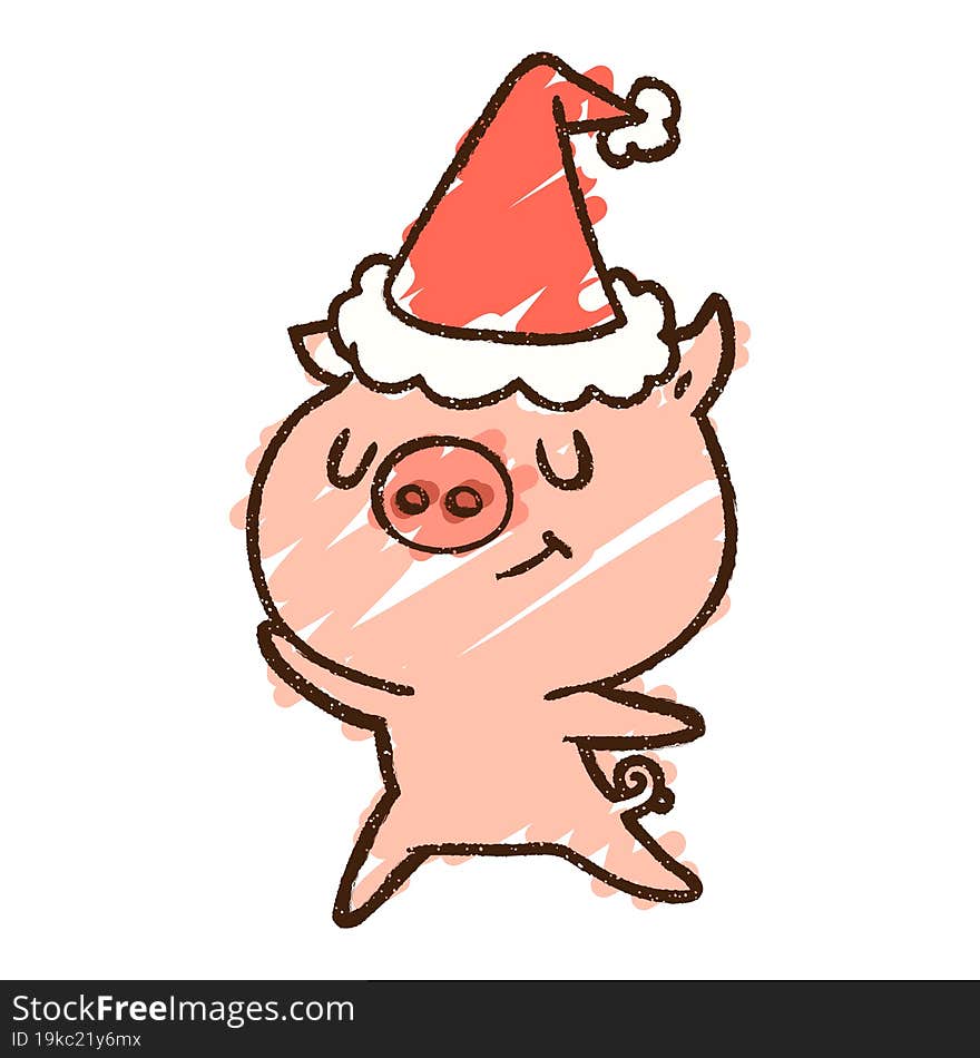 Festive Pig Chalk Drawing