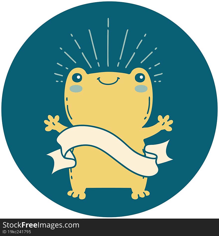 icon of tattoo style happy frog