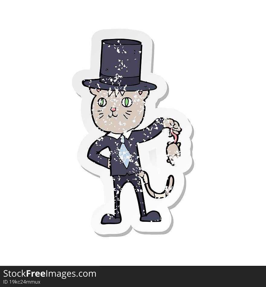 retro distressed sticker of a cartoon rich cat