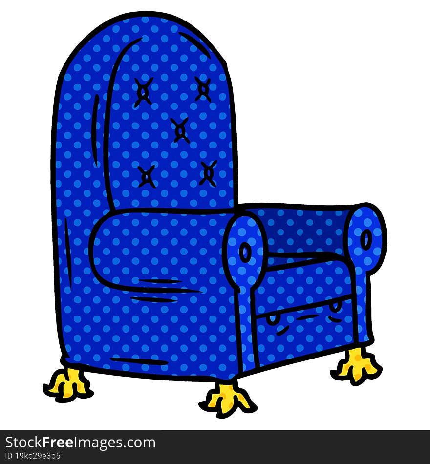 cartoon doodle of a blue arm chair