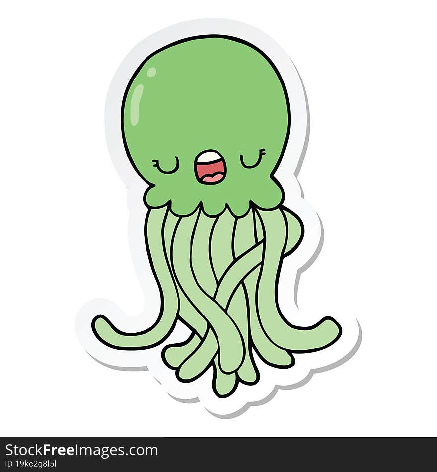 sticker of a cartoon jellyfish