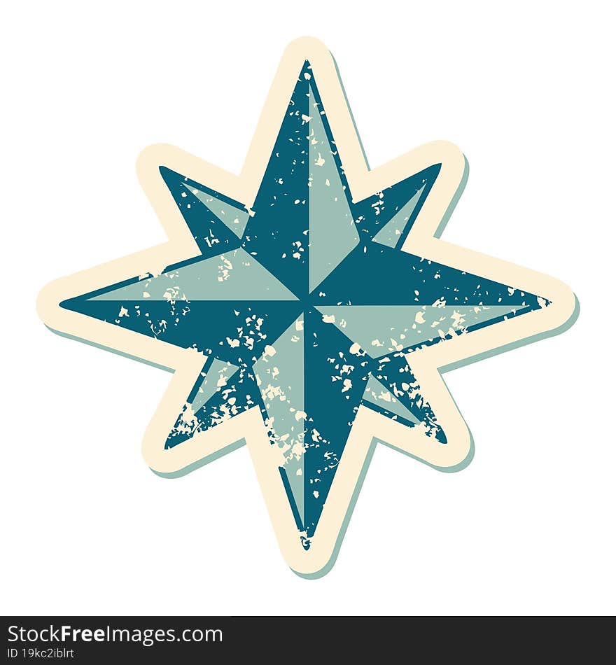 distressed sticker tattoo style icon of a star