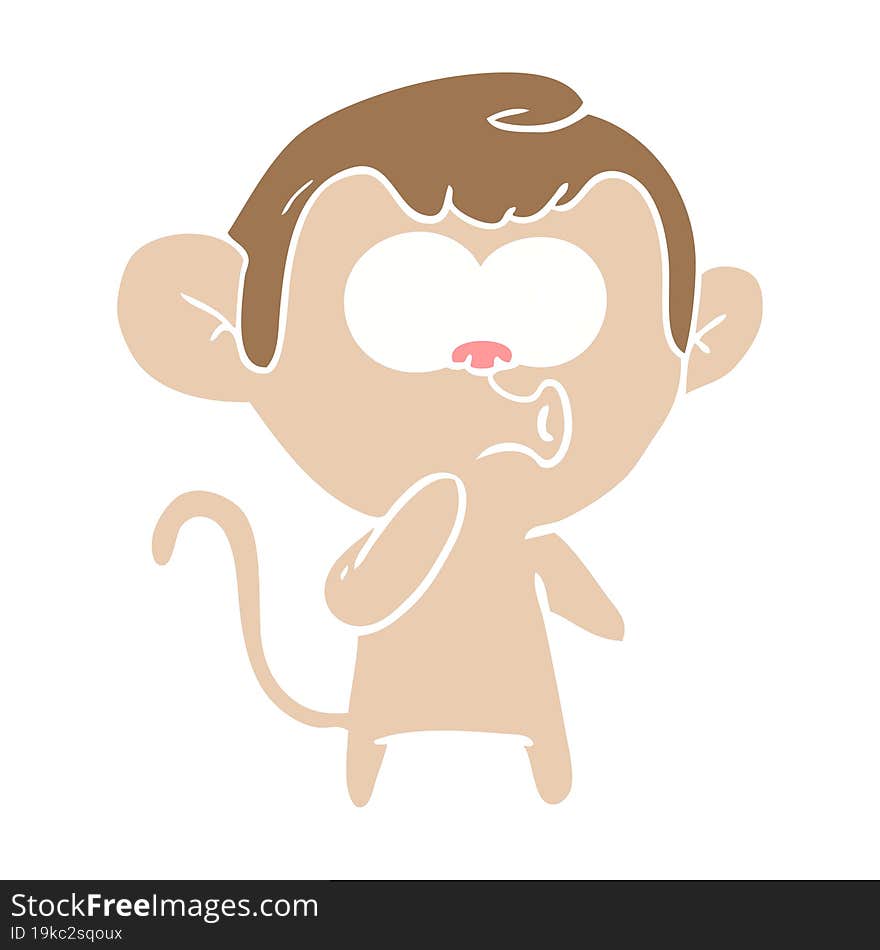 flat color style cartoon hooting monkey