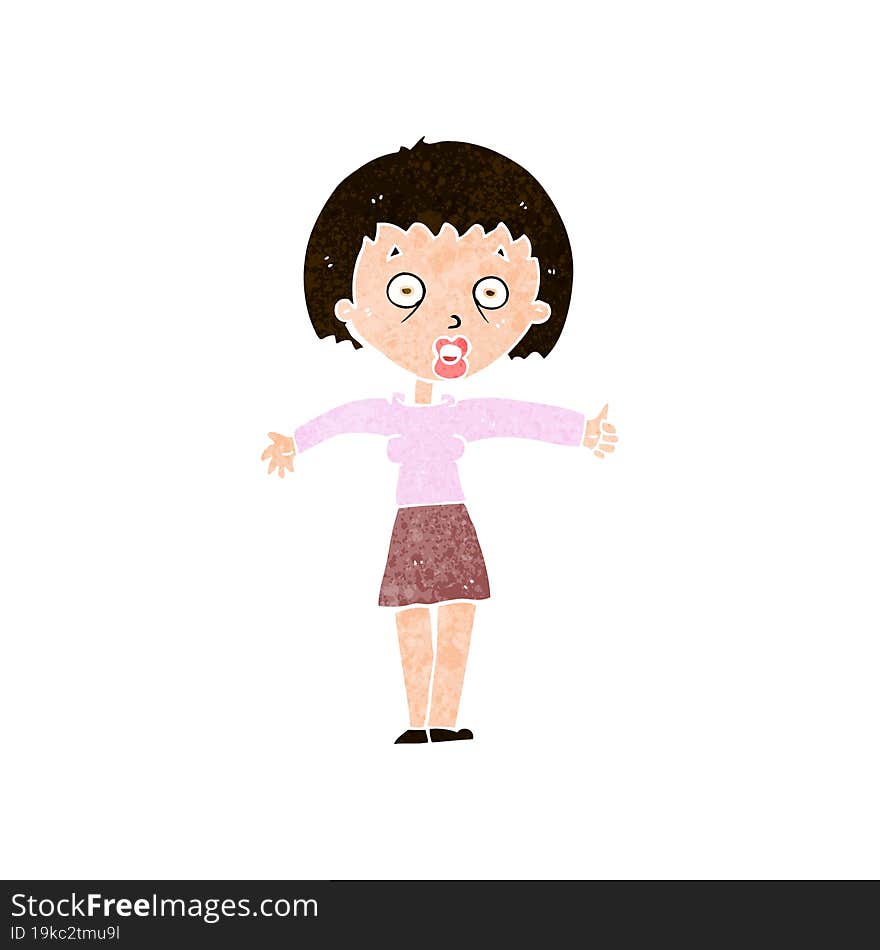 Cartoon Amazed Woman