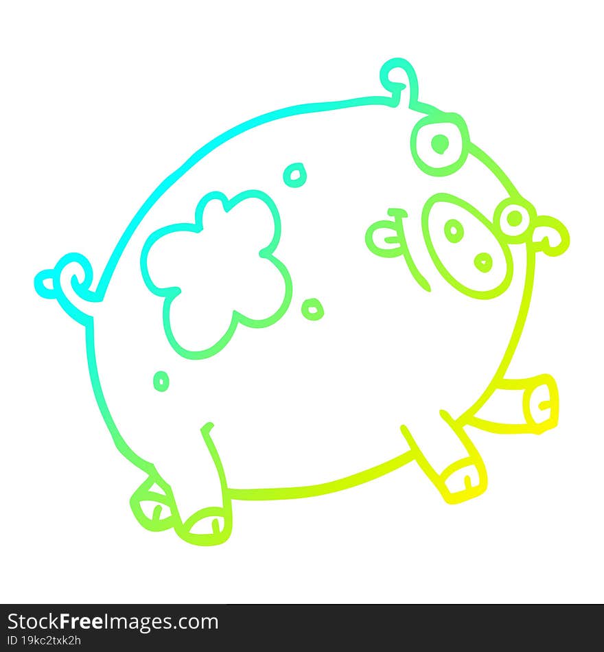 Cold Gradient Line Drawing Cartoon Pig