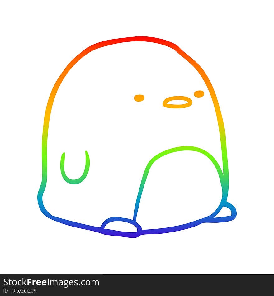 rainbow gradient line drawing cute penguin