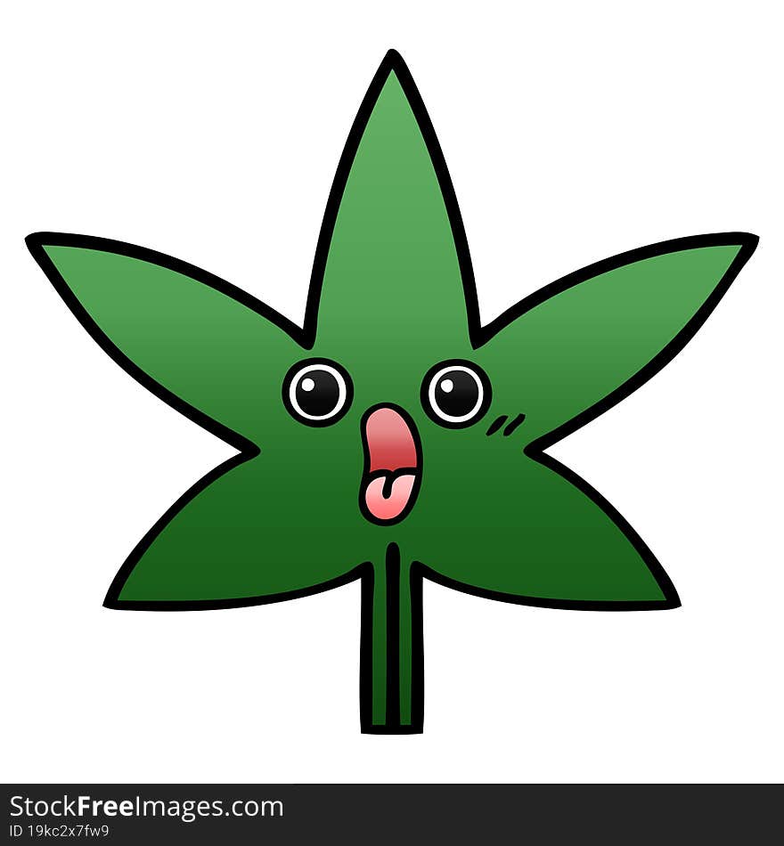 Gradient Shaded Cartoon Marijuana Leaf