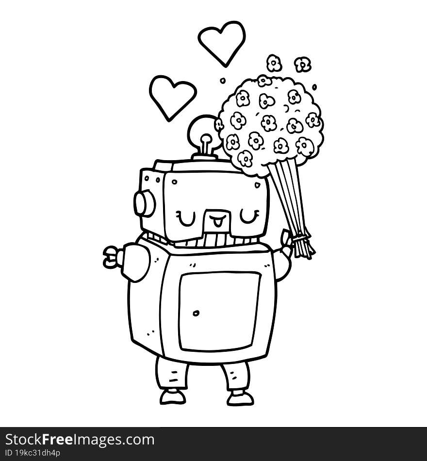 cartoon robot in love