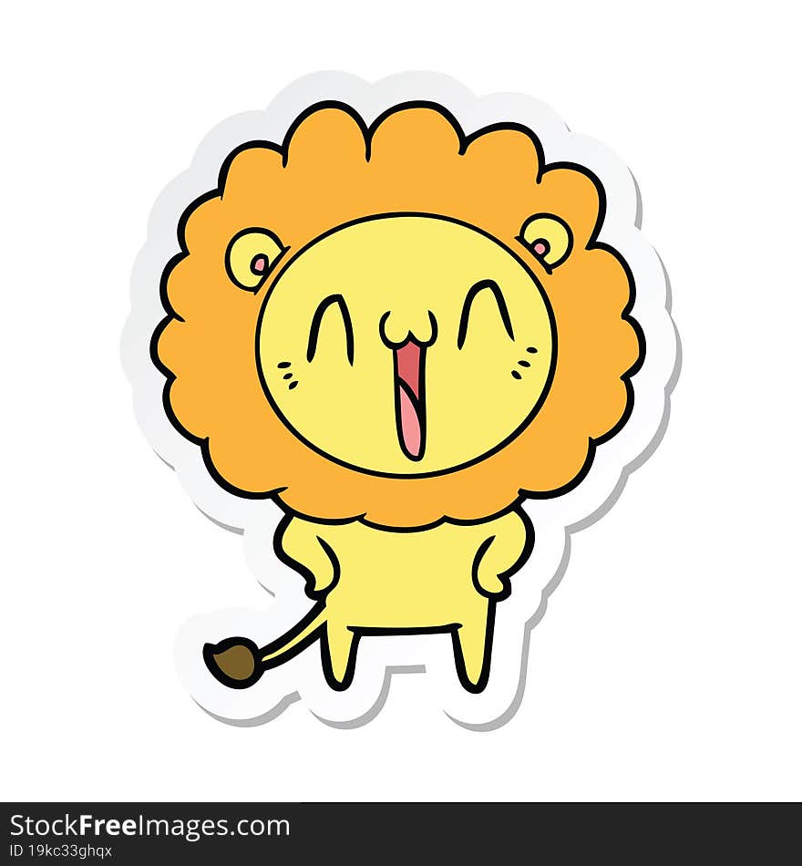 sticker of a happy cartoon lion